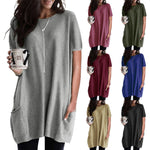 YESFASHION Short-sleeved Casual Pocket T-shirt Tops