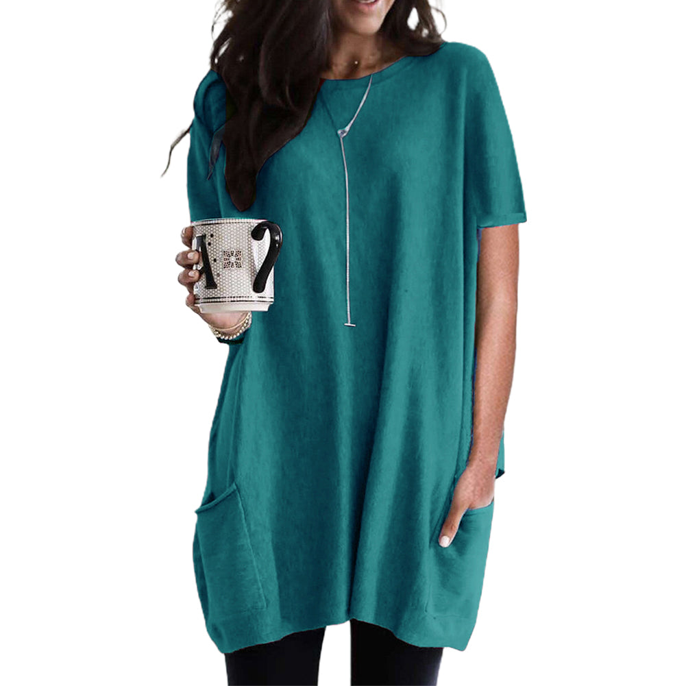 YESFASHION Short-sleeved Casual Pocket T-shirt Tops