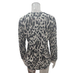 YESFASHION V-neck Button Print Stitching Long-sleeved T-shirt Tops