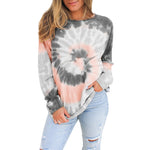 YESFASHION Women Ombre Long Sleeve Tie Dye Loose Tops