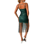 YESFASHION Summer Sexy Dress V-neck Tassel Suspender Skirt Dress