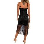 YESFASHION Summer Sexy Dress V-neck Tassel Suspender Skirt Dress