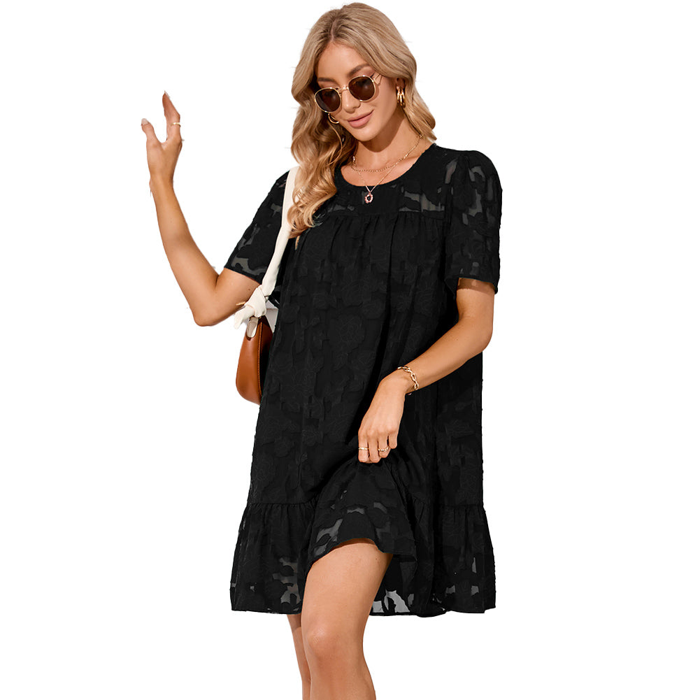 YESFASHION Ladies Bell Sleeve Babydoll Lace Dress