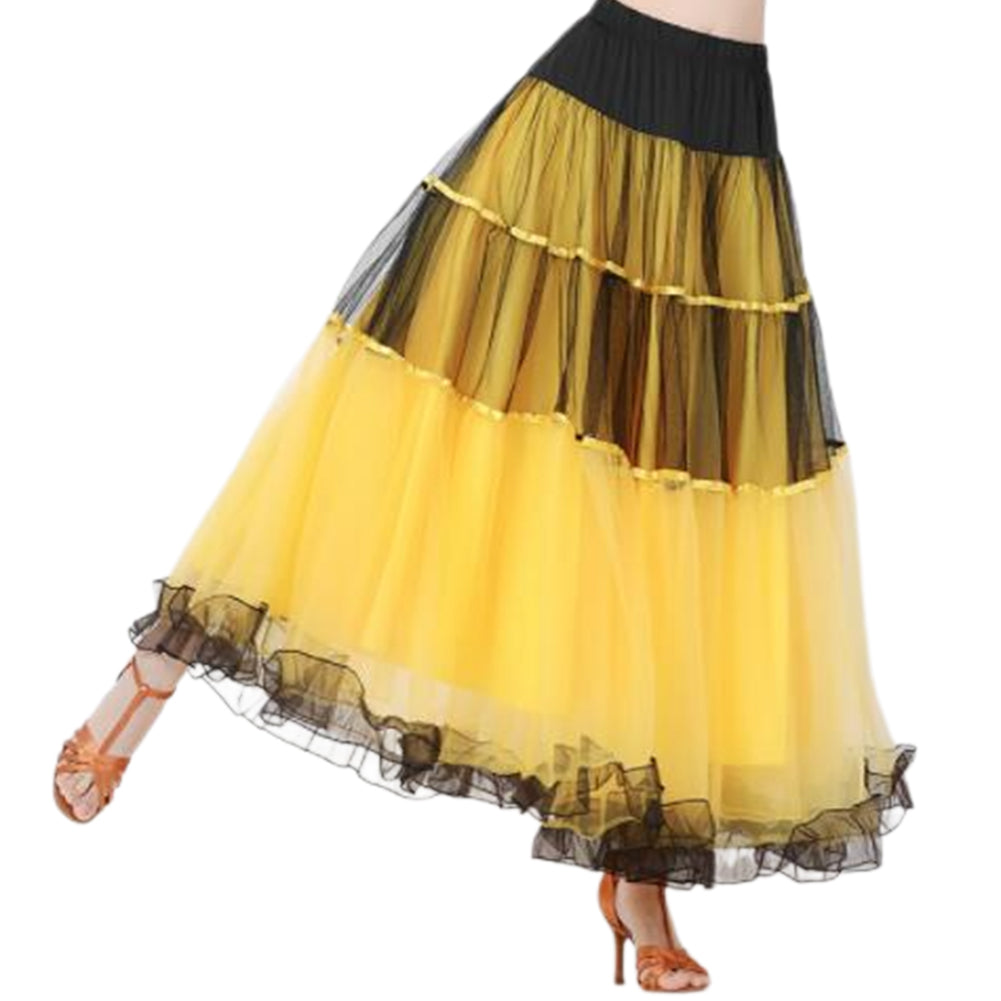 YESFASHION Swing Skirt Ballroom Dance Skirt Performance Dance Skirt