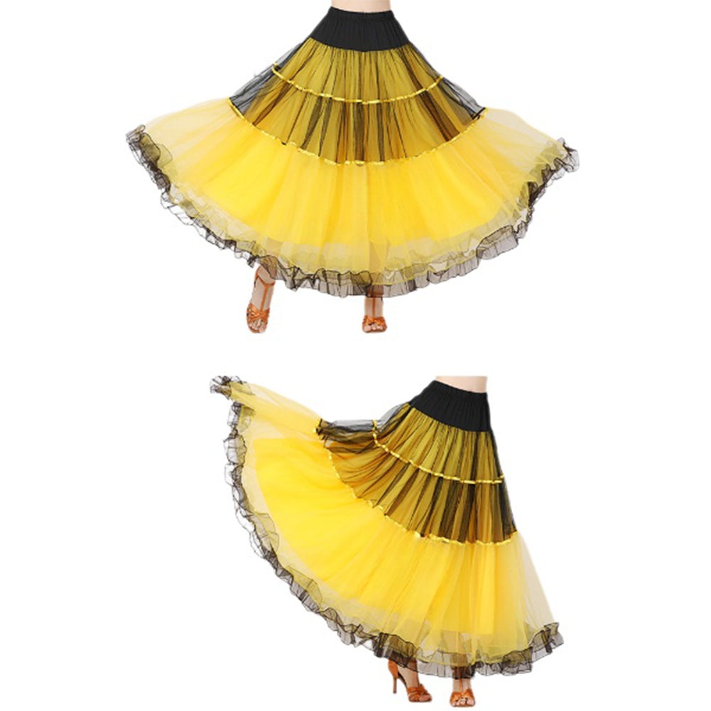 YESFASHION Swing Skirt Ballroom Dance Skirt Performance Dance Skirt