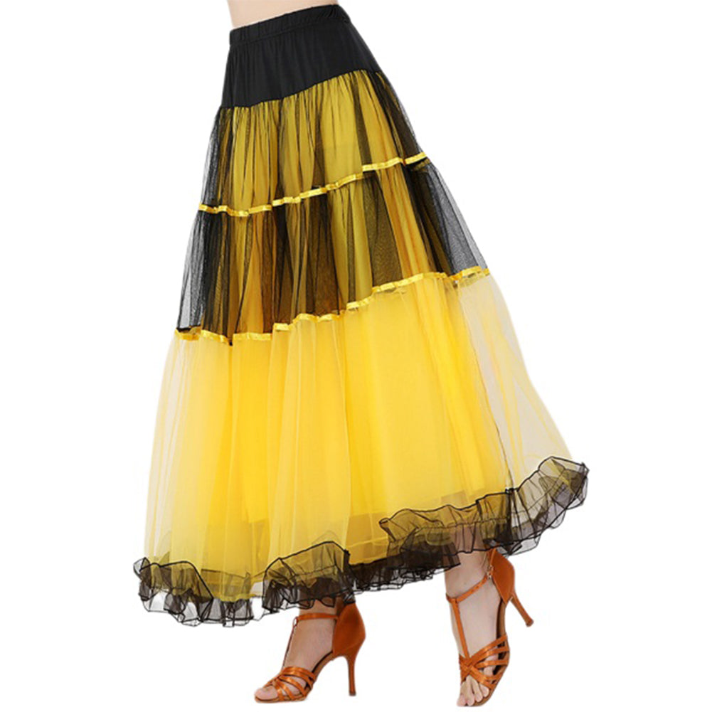 YESFASHION Swing Skirt Ballroom Dance Skirt Performance Dance Skirt