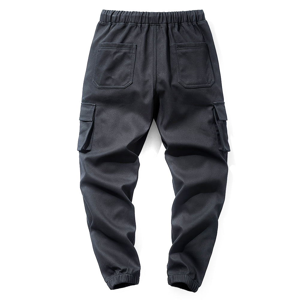 YESFASHION 100% Cotton Men Multi-pocket Cargo Pants