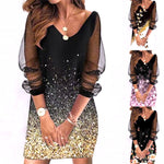 YESFASHION Sequin Sheer Mesh Women Dress