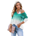 YESFASHION New Commuter Large Size V-neck Spray-dyed Tops