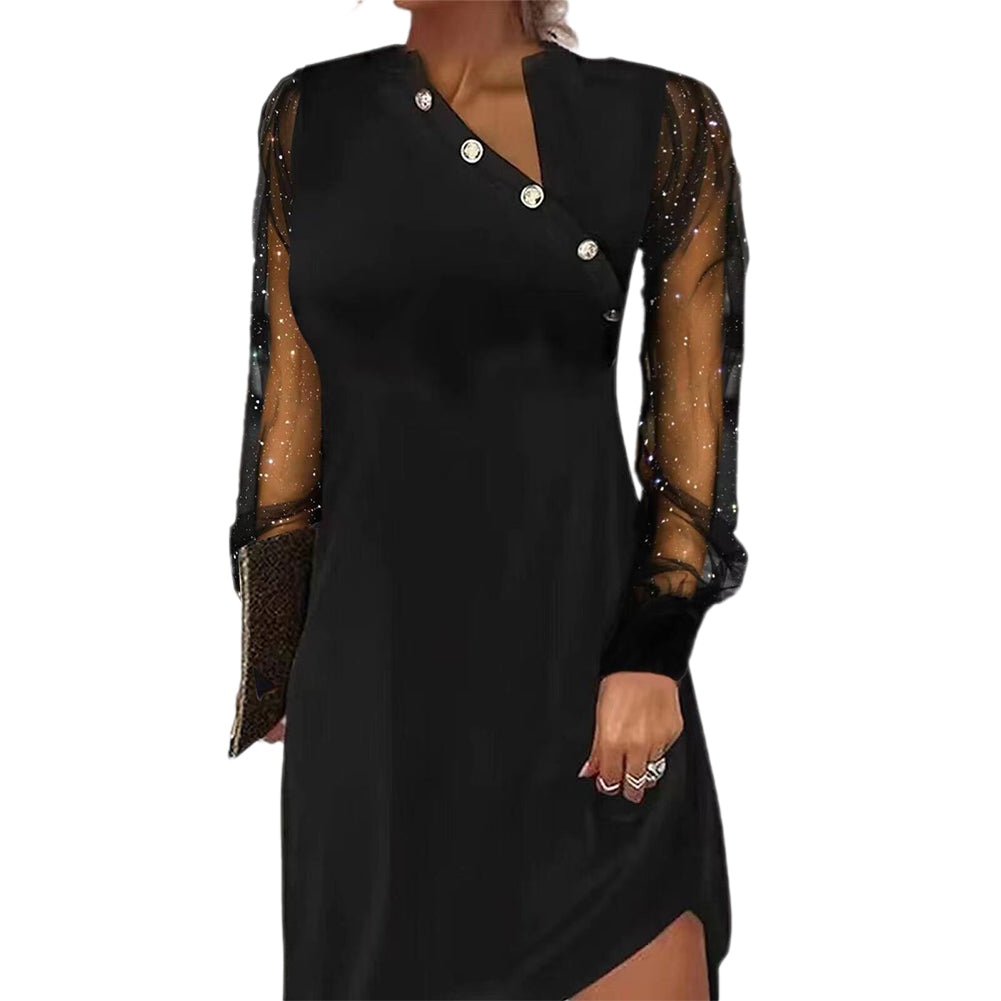 YESFASHION 2023 Spring Cross-border New Button Dress