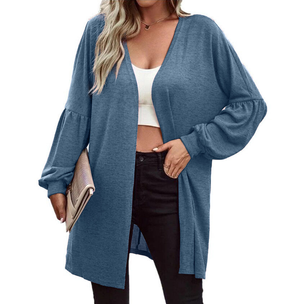 YESFASHION Women Solid Color Coats Cardigan Knitted Jacket