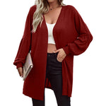 YESFASHION Women Solid Color Coats Cardigan Knitted Jacket