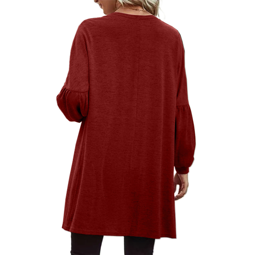 YESFASHION Women Solid Color Coats Cardigan Knitted Jacket