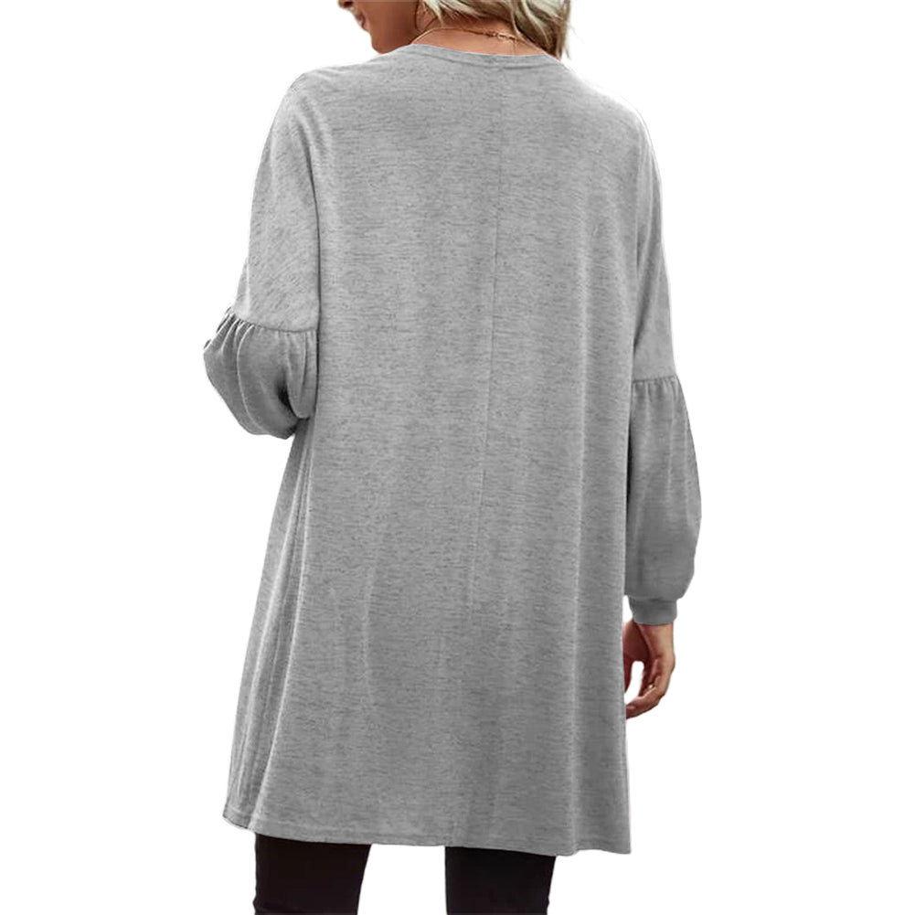 YESFASHION Women Solid Color Coats Cardigan Knitted Jacket