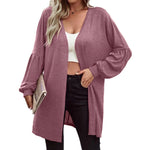 YESFASHION Women Solid Color Coats Cardigan Knitted Jacket