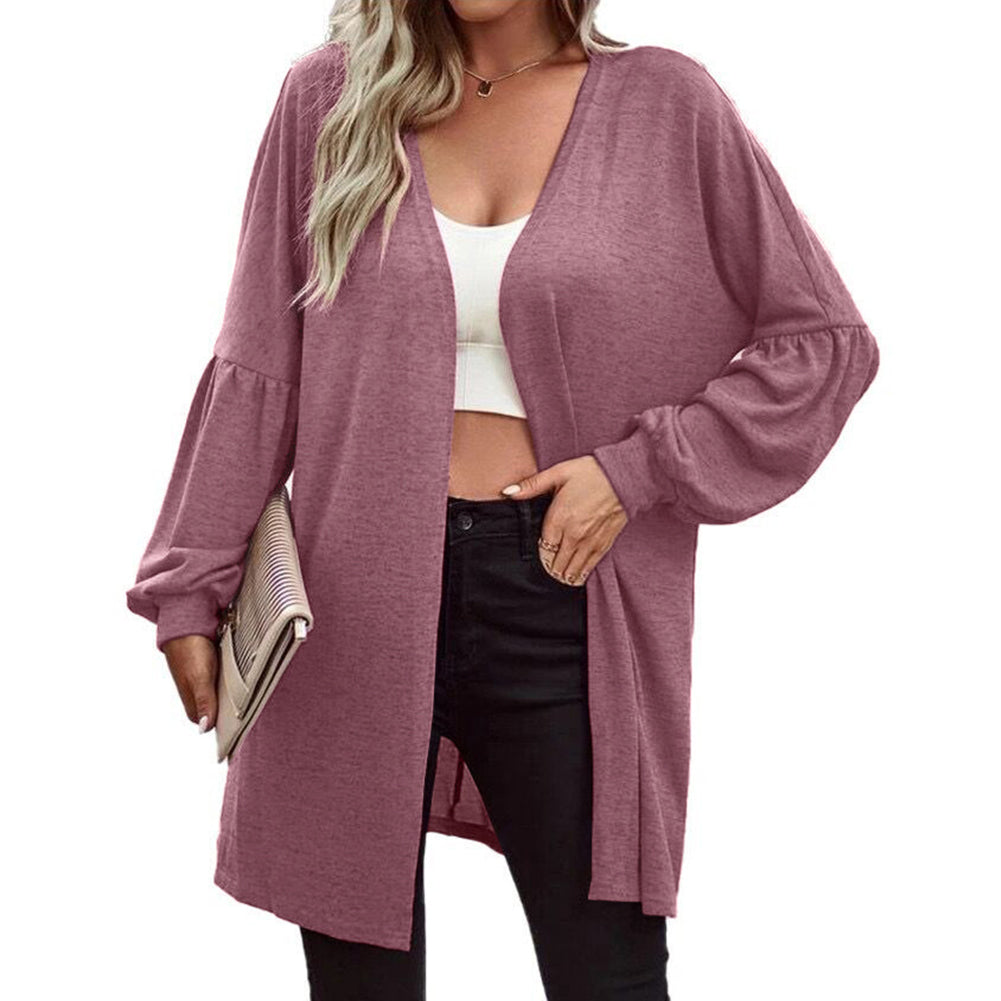 YESFASHION Women Solid Color Coats Cardigan Knitted Jacket