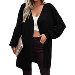 YESFASHION Women Solid Color Coats Cardigan Knitted Jacket