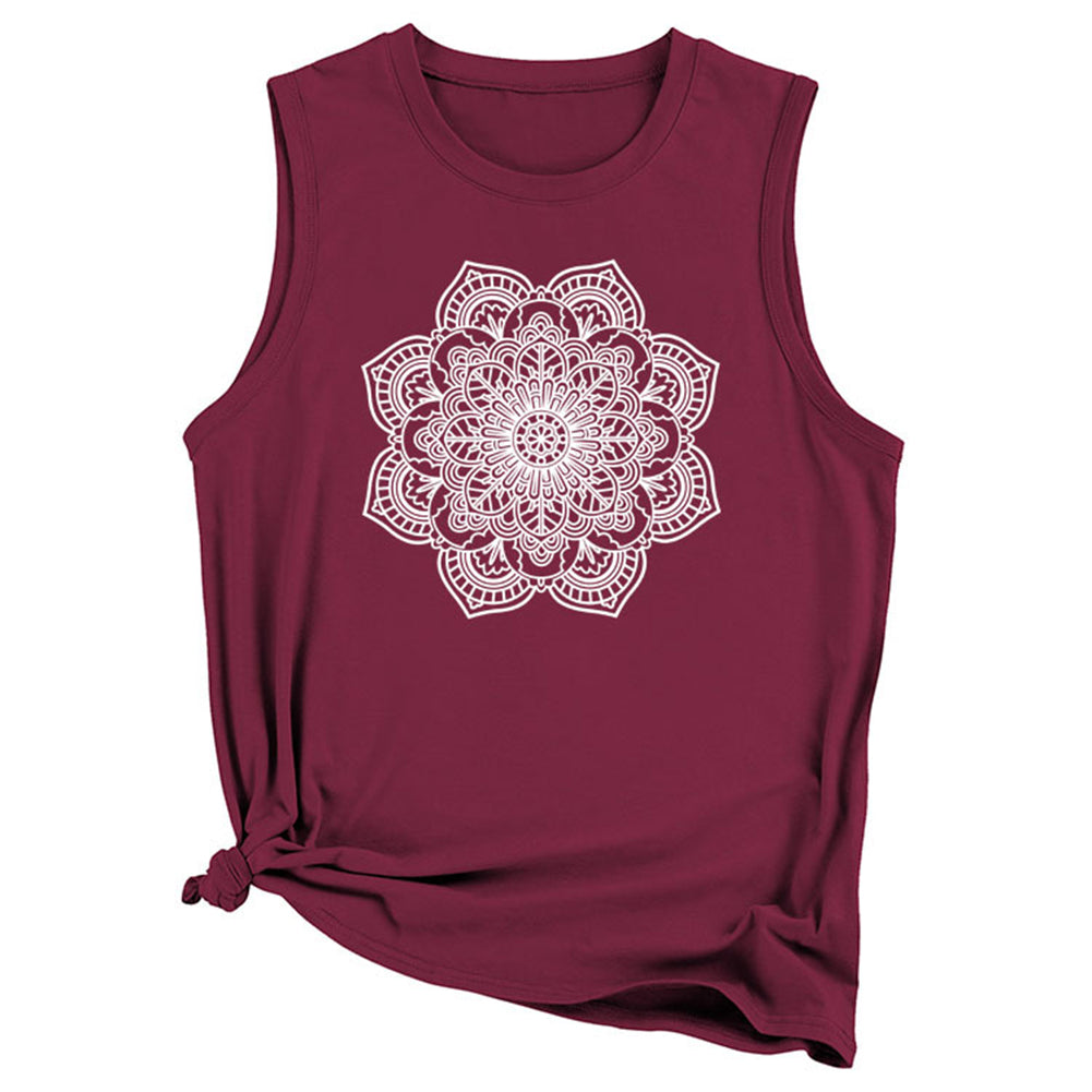 YESFASHION Women Vest Mandala Pattern Sleeveless T-Shirt Tops