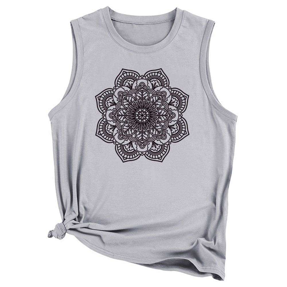 YESFASHION Women Vest Mandala Pattern Sleeveless T-Shirt Tops