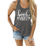 Women Tank Top Fashion Letter Print Casual Tops Pullover Sleeveless T-shirt