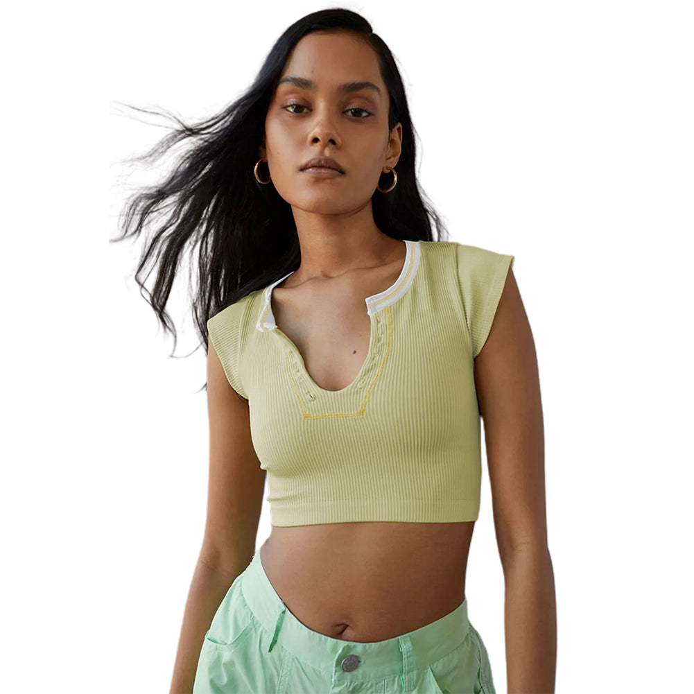 YESFASHION Sexy Hot Girl Tops Knitted Thread Bottoming T-shirt