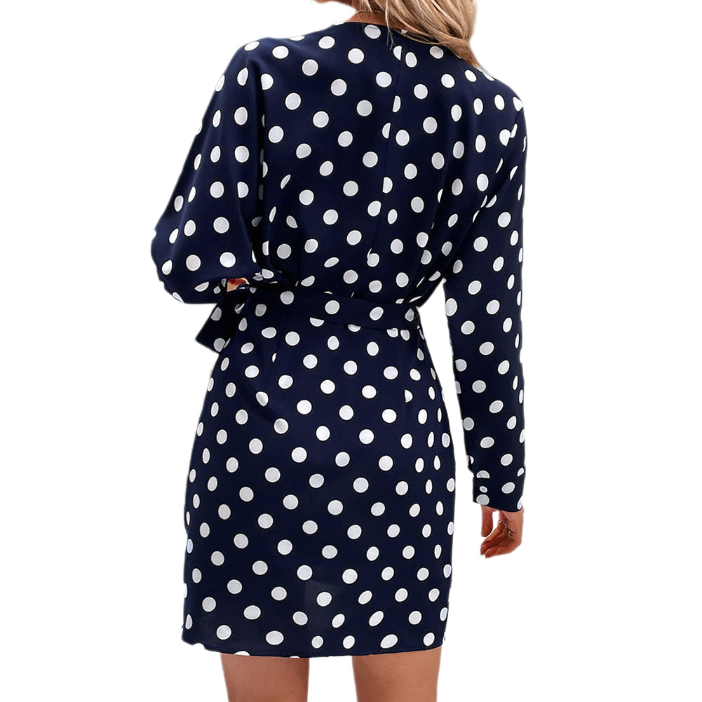 YESFASHION Women Clothing One-piece Polka-dot Dress