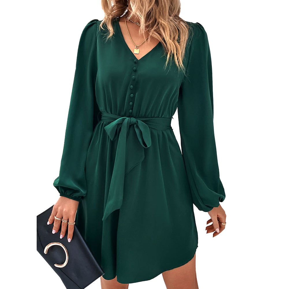 YESFASHION Women Clothing 2023 Spring New Solid Color Dress