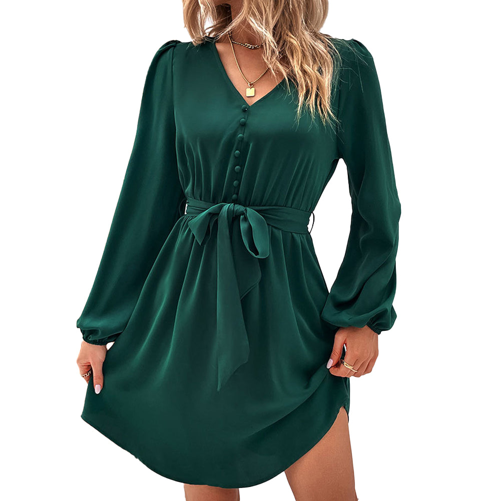 YESFASHION Women Clothing 2023 Spring New Solid Color Dress