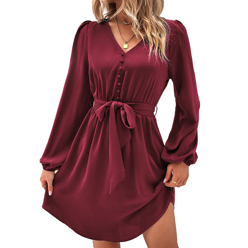 YESFASHION Women Clothing 2023 Spring New Solid Color Dress