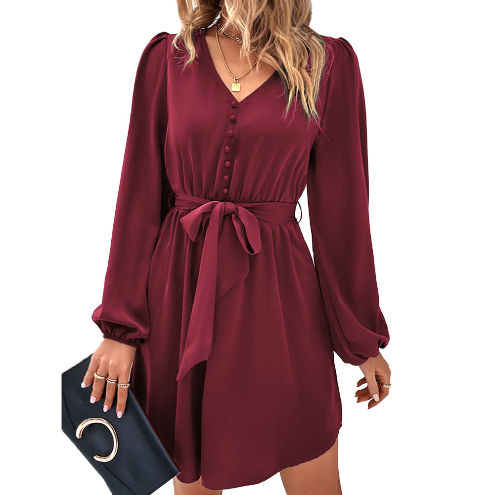 YESFASHION Women Clothing 2023 Spring New Solid Color Dress