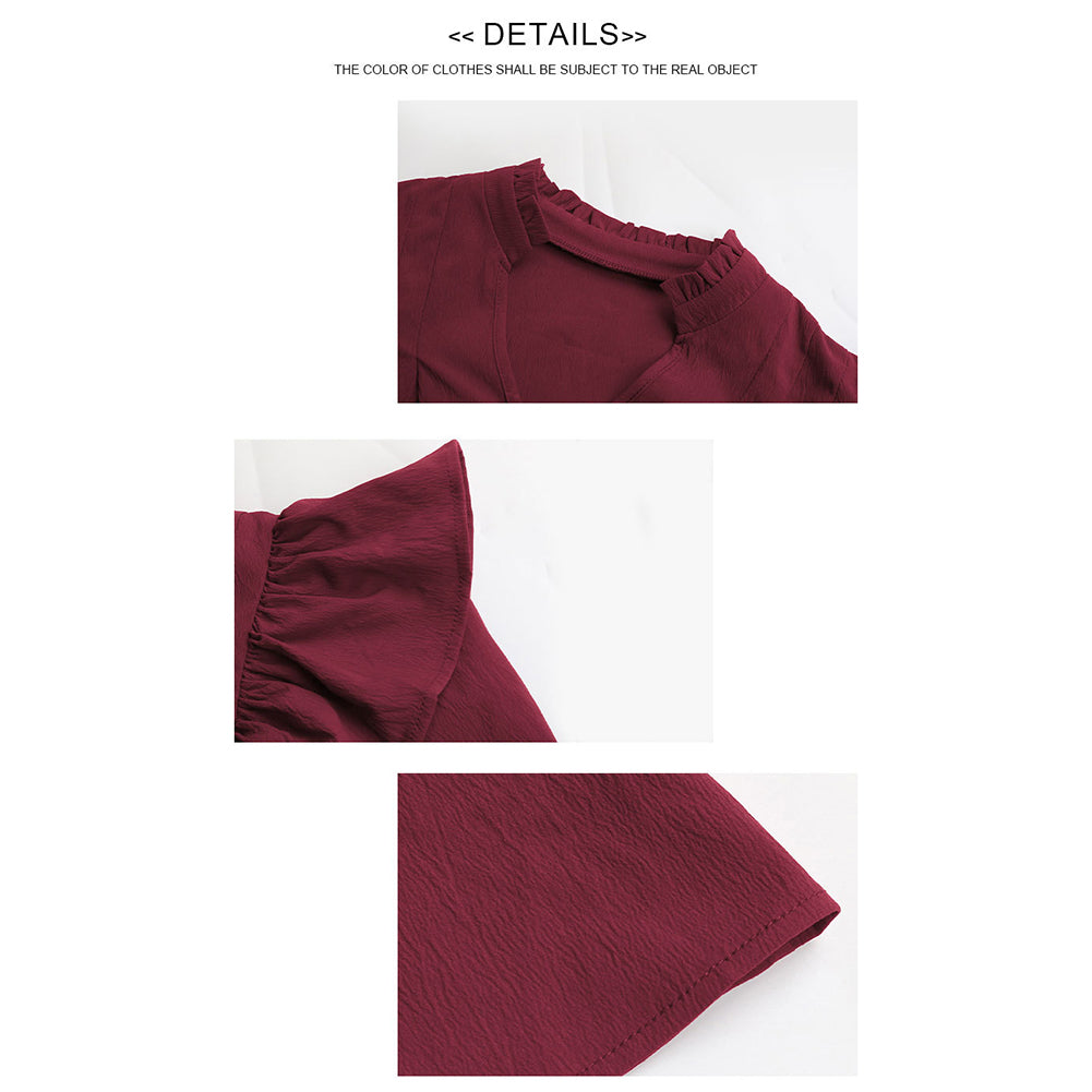 YESFASHION Women Clothing Tops Long-sleeved Solid Color Shirt