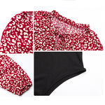 YESFASHION Women New Mosaic Leopard Print Long-sleeved Jumpsuit