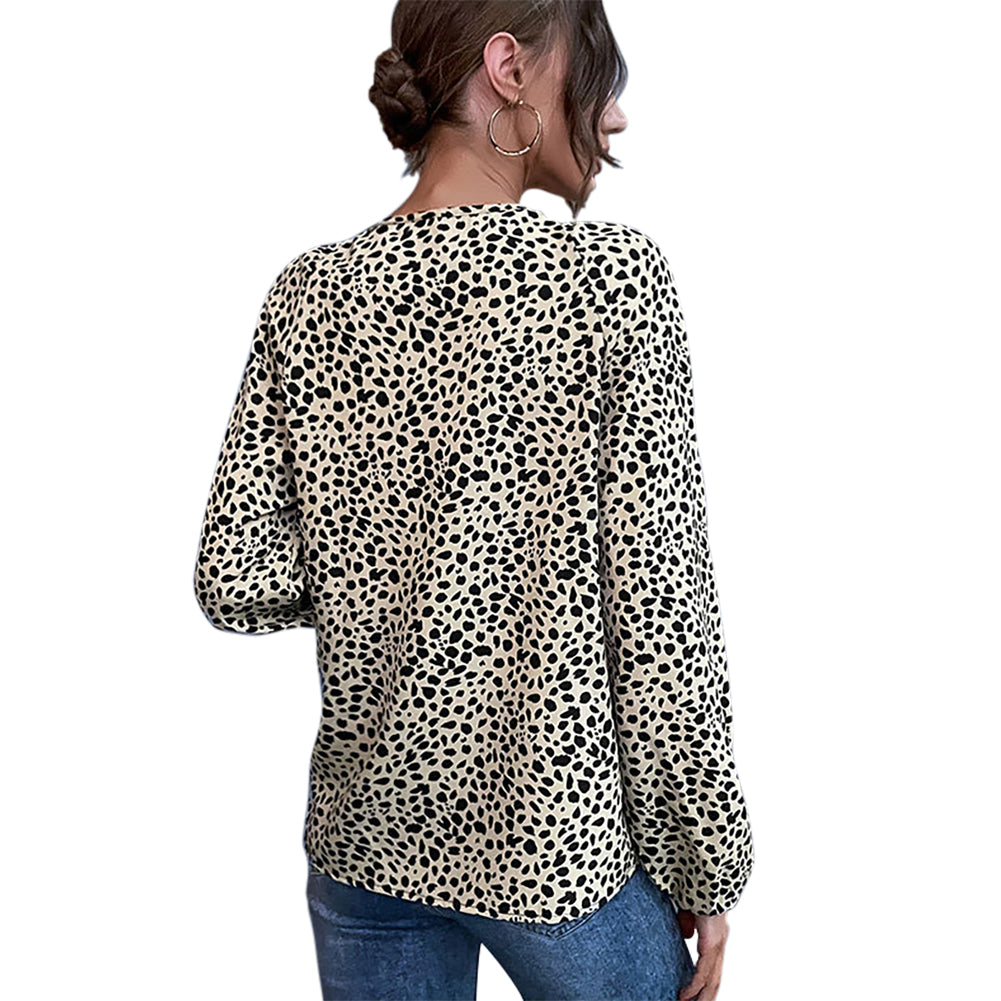 YESFASHION Women Clothing Tops New Leopard Shirt Long Sleeves