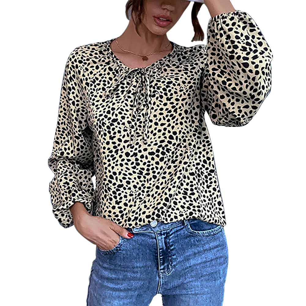 YESFASHION Women Clothing Tops New Leopard Shirt Long Sleeves