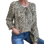 YESFASHION Women Clothing Tops New Leopard Shirt Long Sleeves