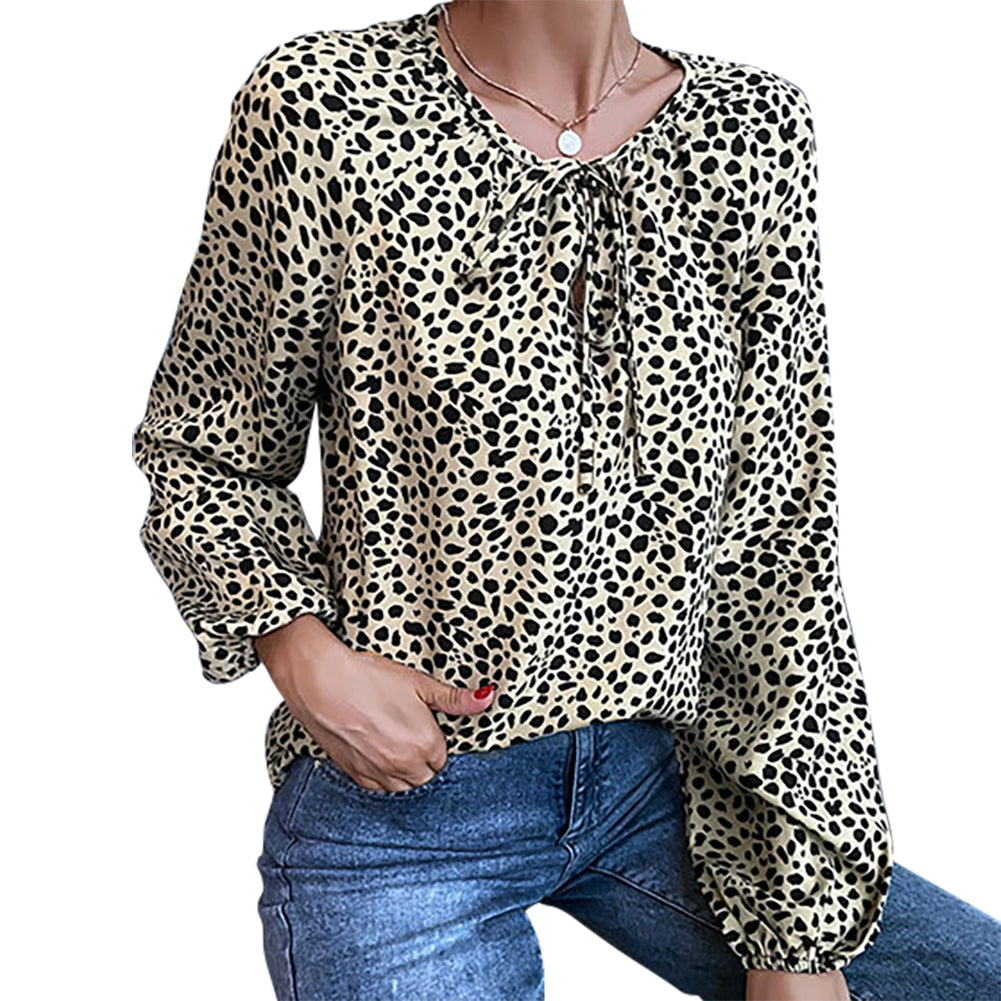 YESFASHION Women Clothing Tops New Leopard Shirt Long Sleeves
