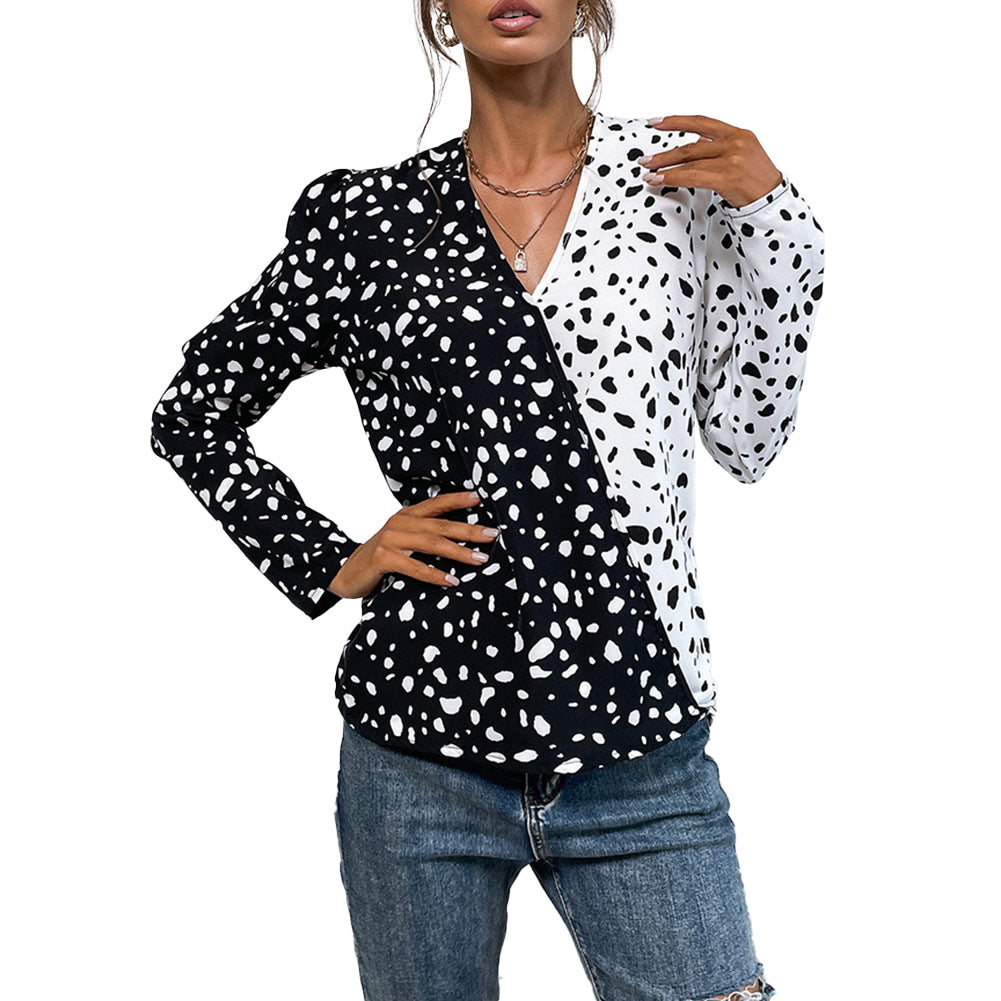 YESFASHION Women Clothing Tops New Leopard Print Long-sleeved Blouse