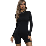 YESFASHION Spring New Solid Color Long-sleeved Tight Women Jumpsuit