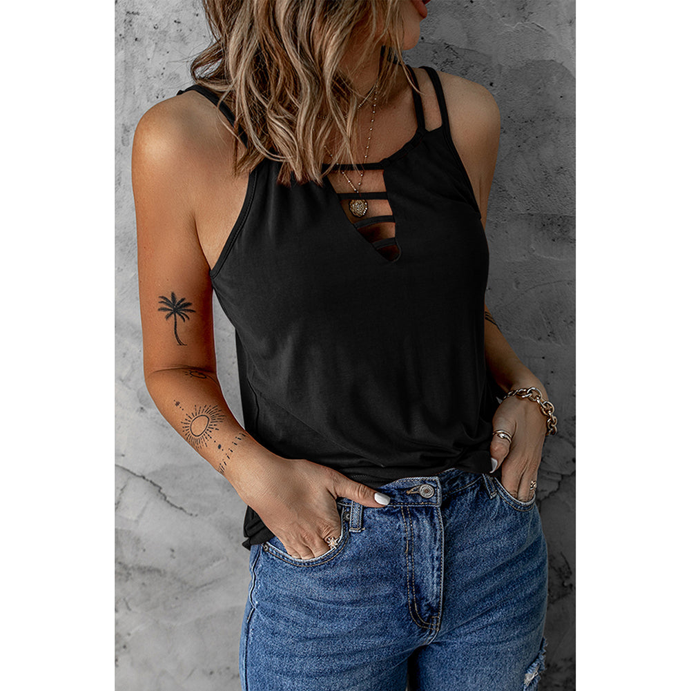 YESFASHION Women Sexy Hollow Shoulder Camisole Casual Vest