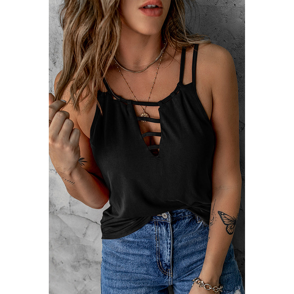 YESFASHION Women Sexy Hollow Shoulder Camisole Casual Vest