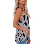 YESFASHION V-neck Leopard Print Sexy Sleeveless Camisole Tops
