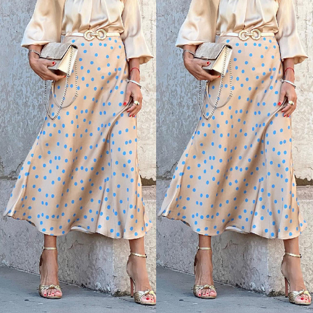 YESFASHION Casual Women Dress With Polka Dot Prints Skirts