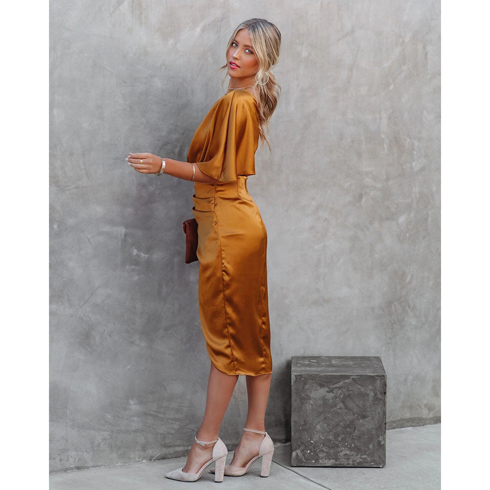 YESFASHION Sexy One Side Sleeve Irregular Skirt Dress