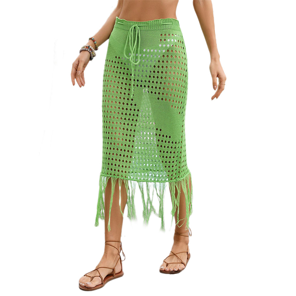 YESFASHION Bikini Tassel Seaside Blouse Skirt Knitted Skirt Women