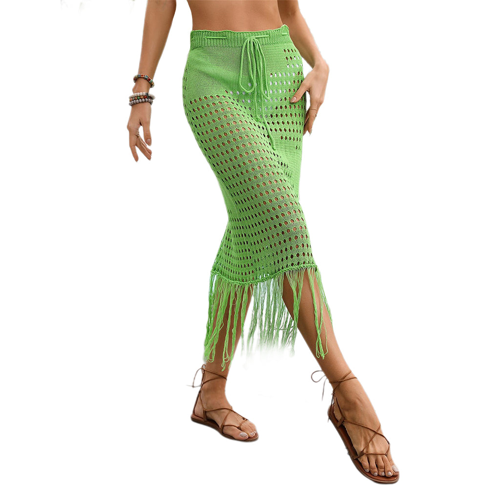 YESFASHION Bikini Tassel Seaside Blouse Skirt Knitted Skirt Women