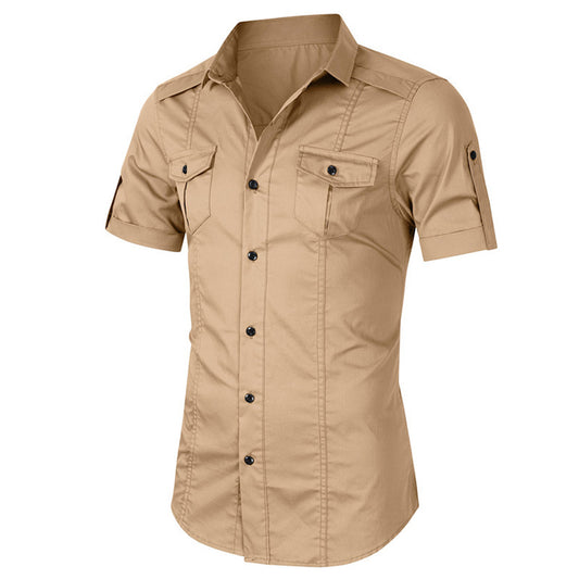 YESFASHION Men Workwear Short Sleeve Shirt Casual Shirt