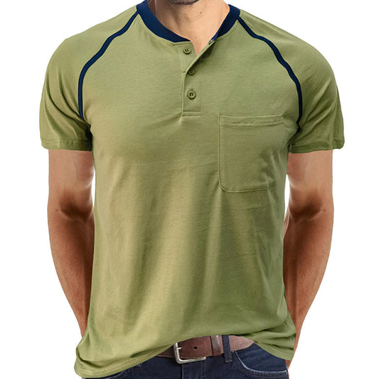 YESFASHION Casual Solid Color Men Henley Shirt