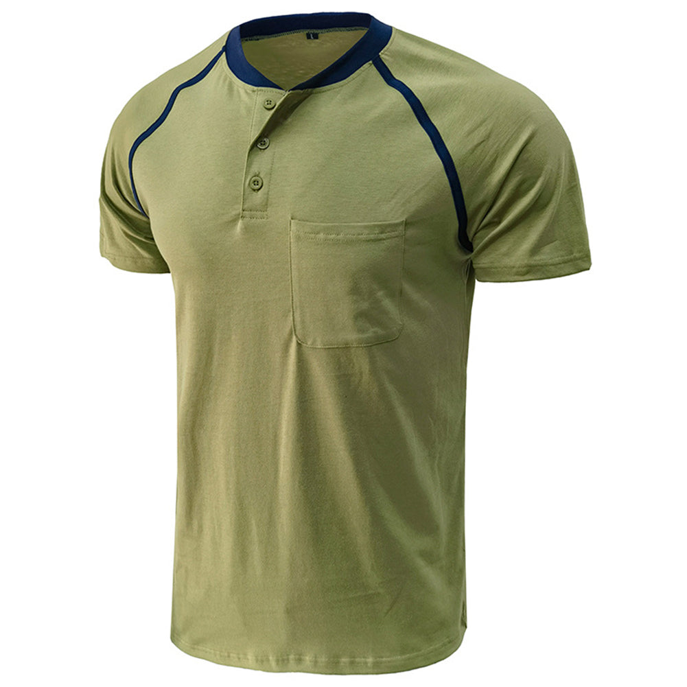 YESFASHION Casual Solid Color Men Henley Shirt