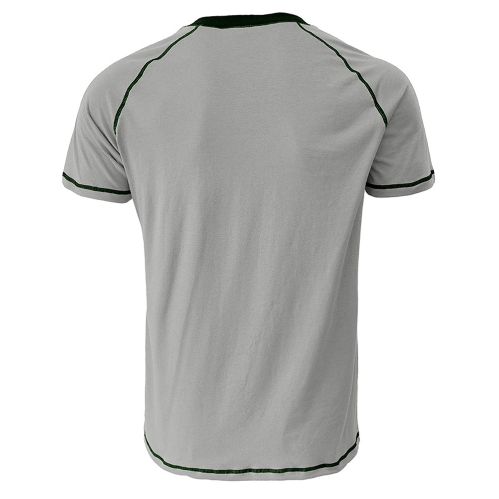 YESFASHION Men Shirt Henley Color Matching T-shirt