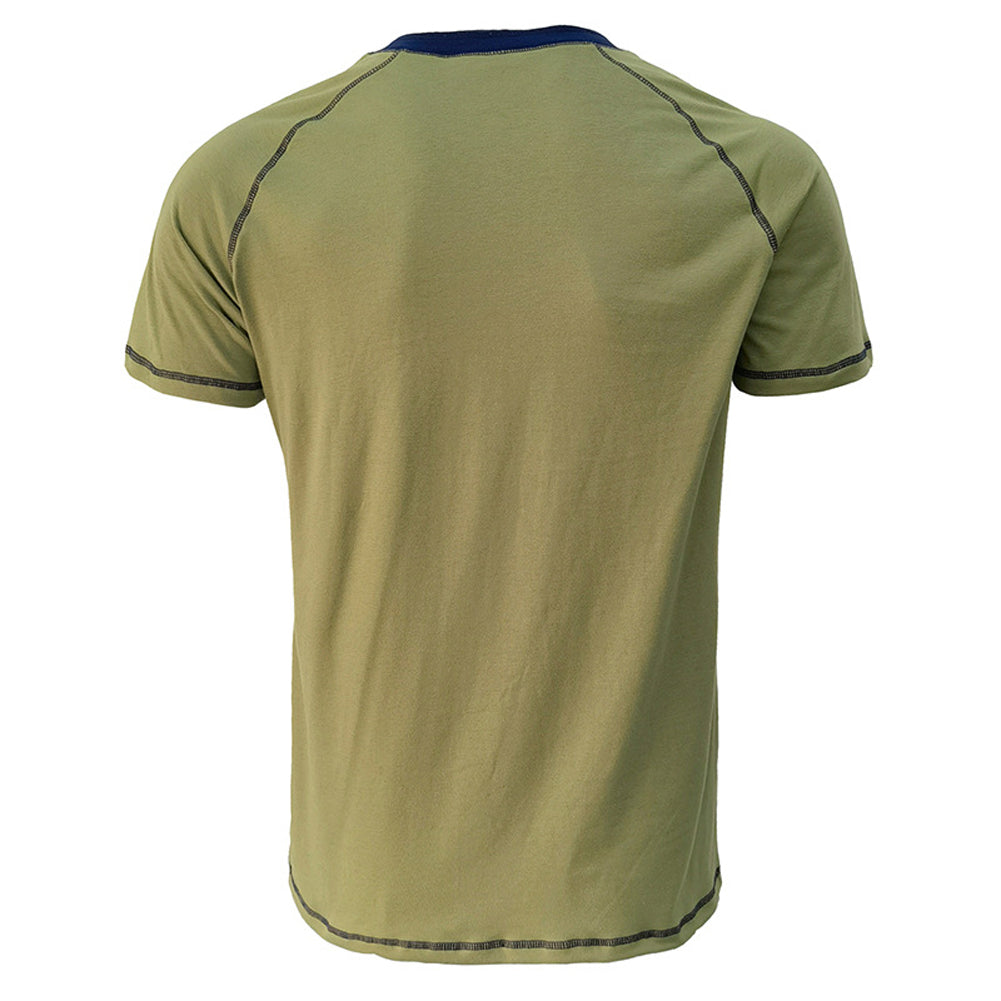 YESFASHION Men Shirt Henley Color Matching T-shirt